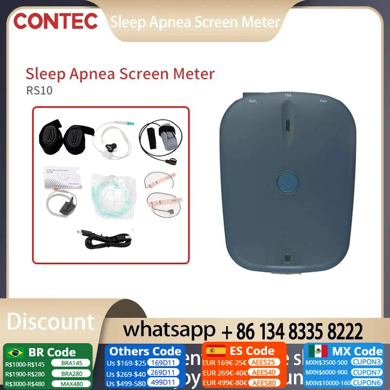 

Contec RS10 Sleep Apnea Screen Meter Spo2 PR Nasal Airflow Monitor Free PC Software Respiration