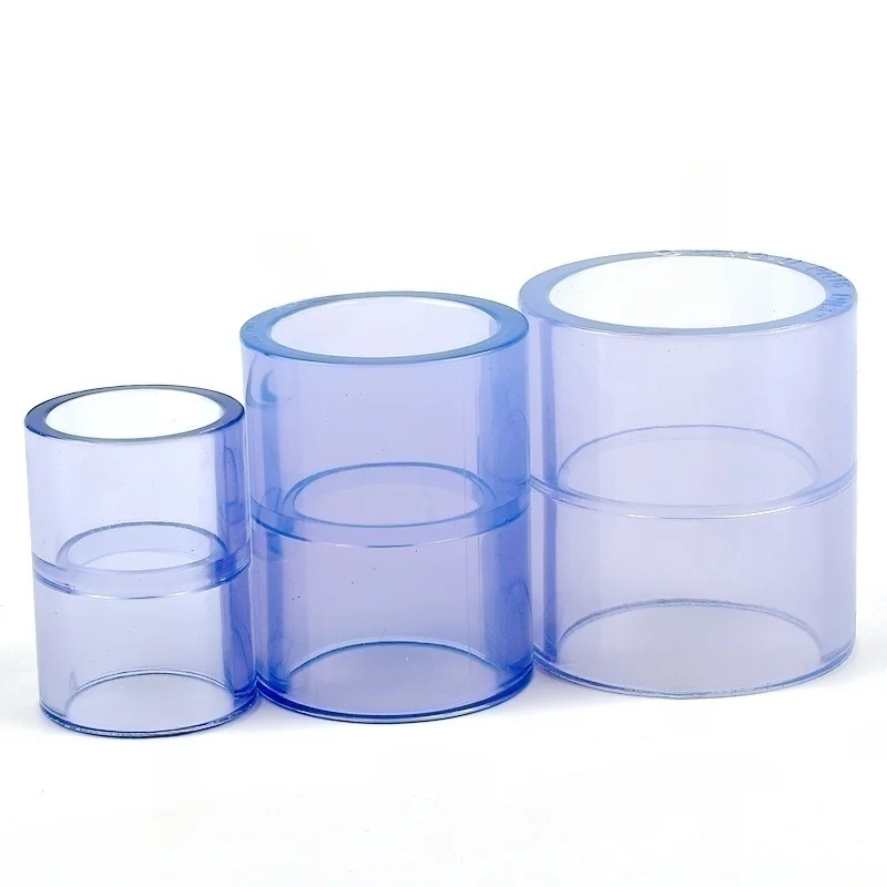 1PC I.D 16~63mm UPVC Direct Connector Garden Irrigation Water Pipe Fittings Accessories Aquarium Tank Transparent Blue Joints