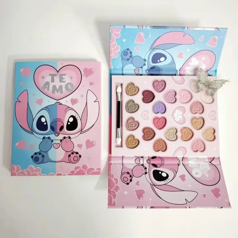 Stitch 20 Color Eye Shadow Palette Disney Cartoon Angel Miniso Matte Glitter Pearly Waterproof Lasting MakeUp Tool Girls Gifts