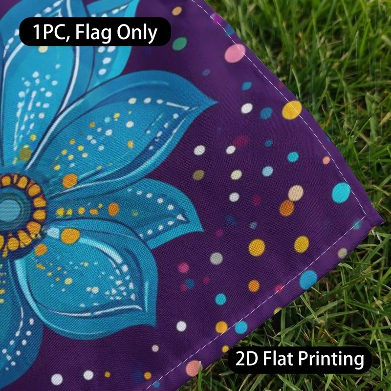 1pc Bohemian Floral Purple Garden Flag 2D Flat Printed Vibrant Flower Yard Flag for Outdoor Patio Lawn Decor 1PC Only