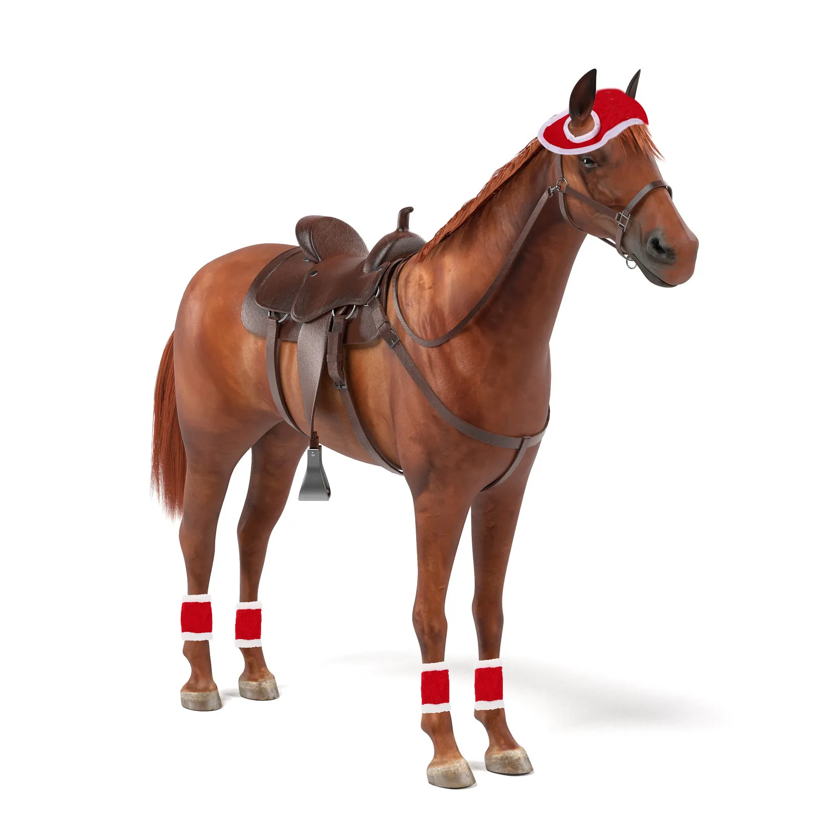 1set-horse-costume-set-holiday-party-parade-outfit-with-elf-hat-leg-wraps-comfortable-soft-material-easy-buckle-fast