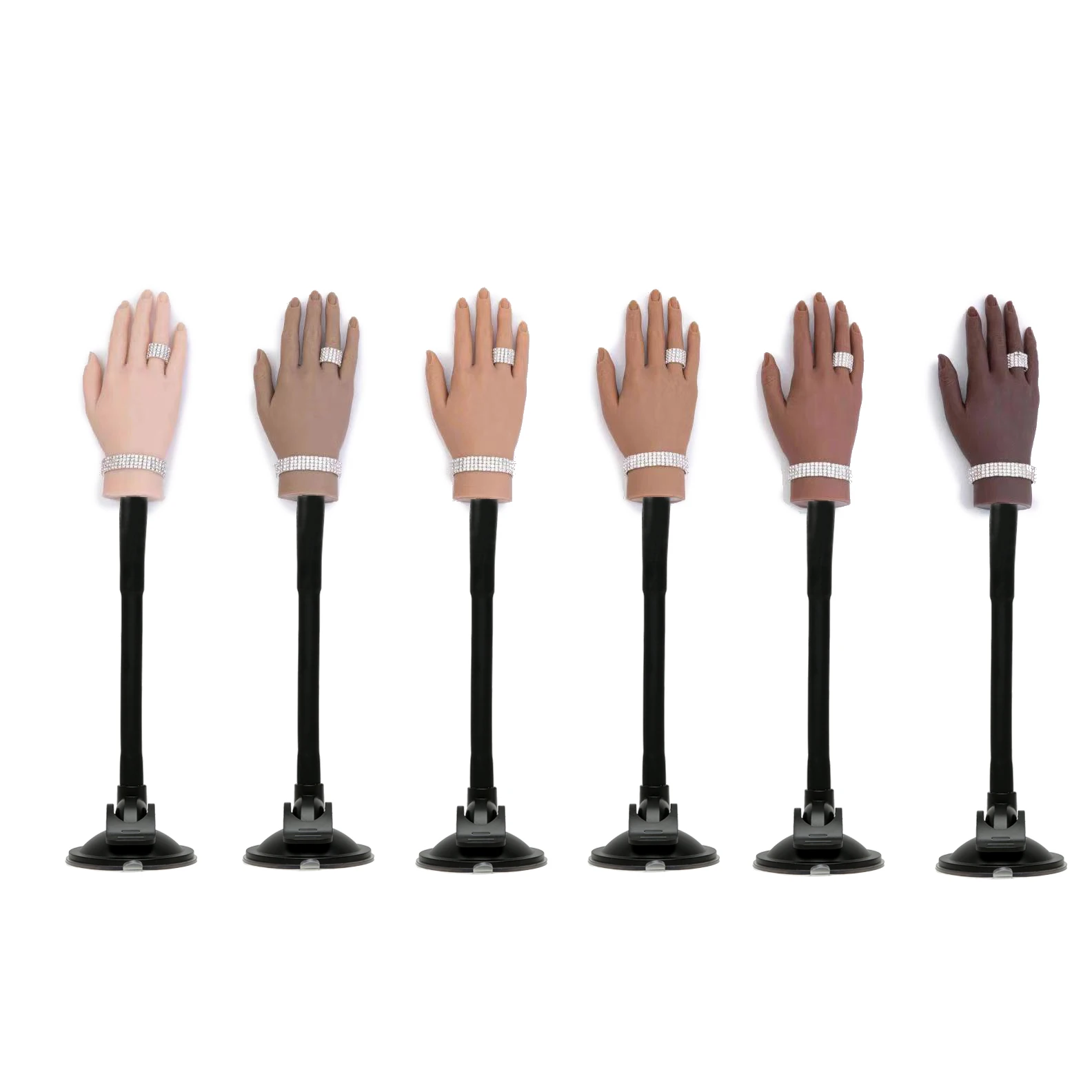 Realistic Fake Nail Art Practice Hand with Wrist for Manicure Sketch Henna Art Strap Suction Cup Holder Magnetic Type Nail Nest