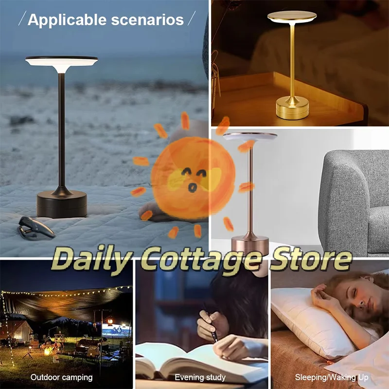 

USB Rechargeable LED Night Light – Touch Sensor, Portable & Wireless for Bedside, Hotel Use, Dimmable Warm Glow