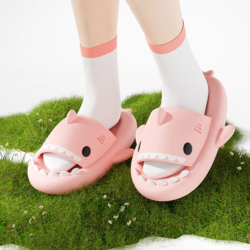 Summer Home Women Shark Slippers Anti-skid EVA Solid Color Couple Parents Outdoor Cool Indoor Household Funny Shoes