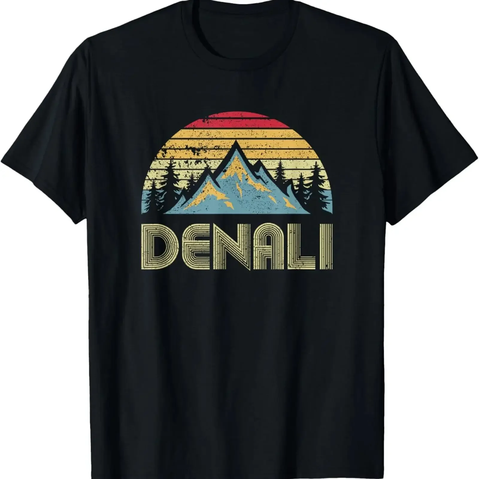 Vintage Mt Denali National Park Alaska Mountain T shirt vintage Washed Casual Breathable Stylish fashion streetwear homme