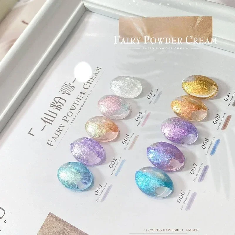 Hot DIY 3g x 9colors เล็บ Bling สี Fairy Powder ครีมสําหรับเล็บมืออาชีพตกแต่งเล็บวาง pigment