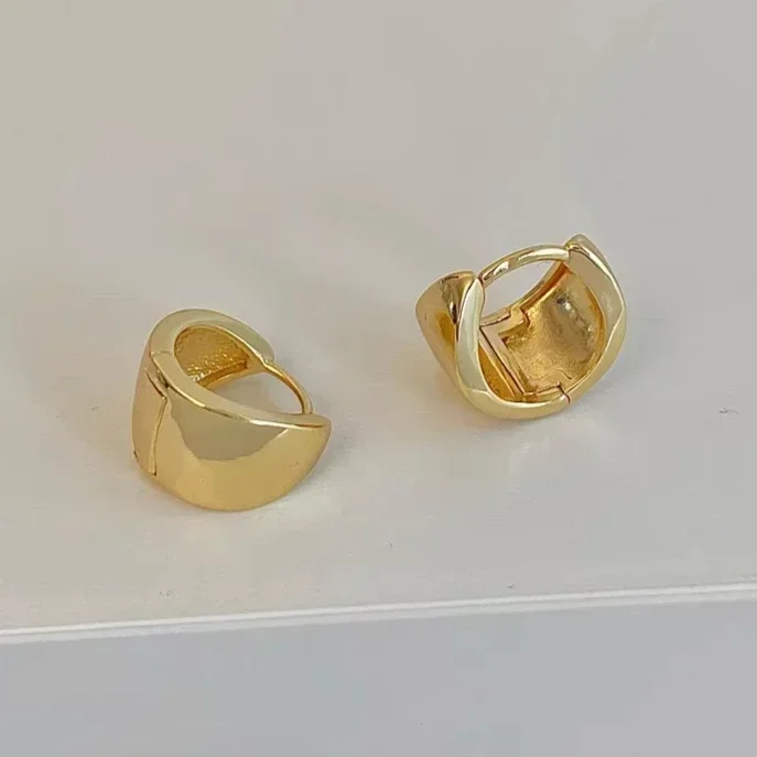 

Real 925 Sterling Silver 10/13MM 14K Gold Round Hoop Earrings for Women Minimalist Geometric Fine Jewelry Trendy Accessories