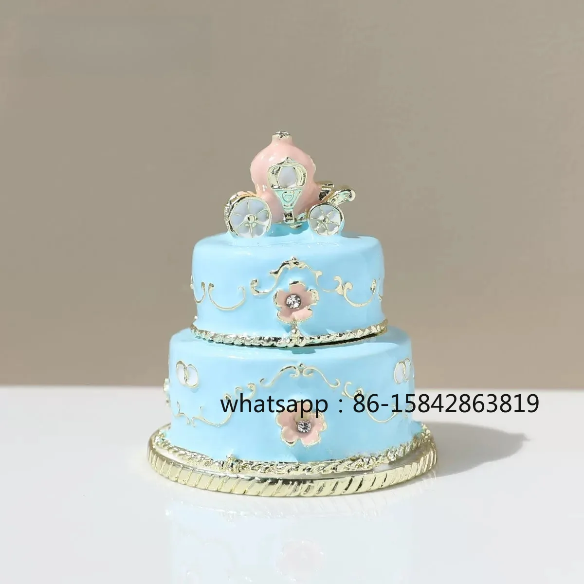 Pink Double Cake Jewelry Storage Box, Decorative Ornament Birthday Gift