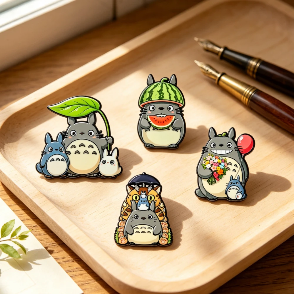 4pcs Anime Cartoon Cat Enamel Brooch Pins Wholesale Cute Forest Spirit Lapel Badges Fashion Accessory for Bag Clothing Collector