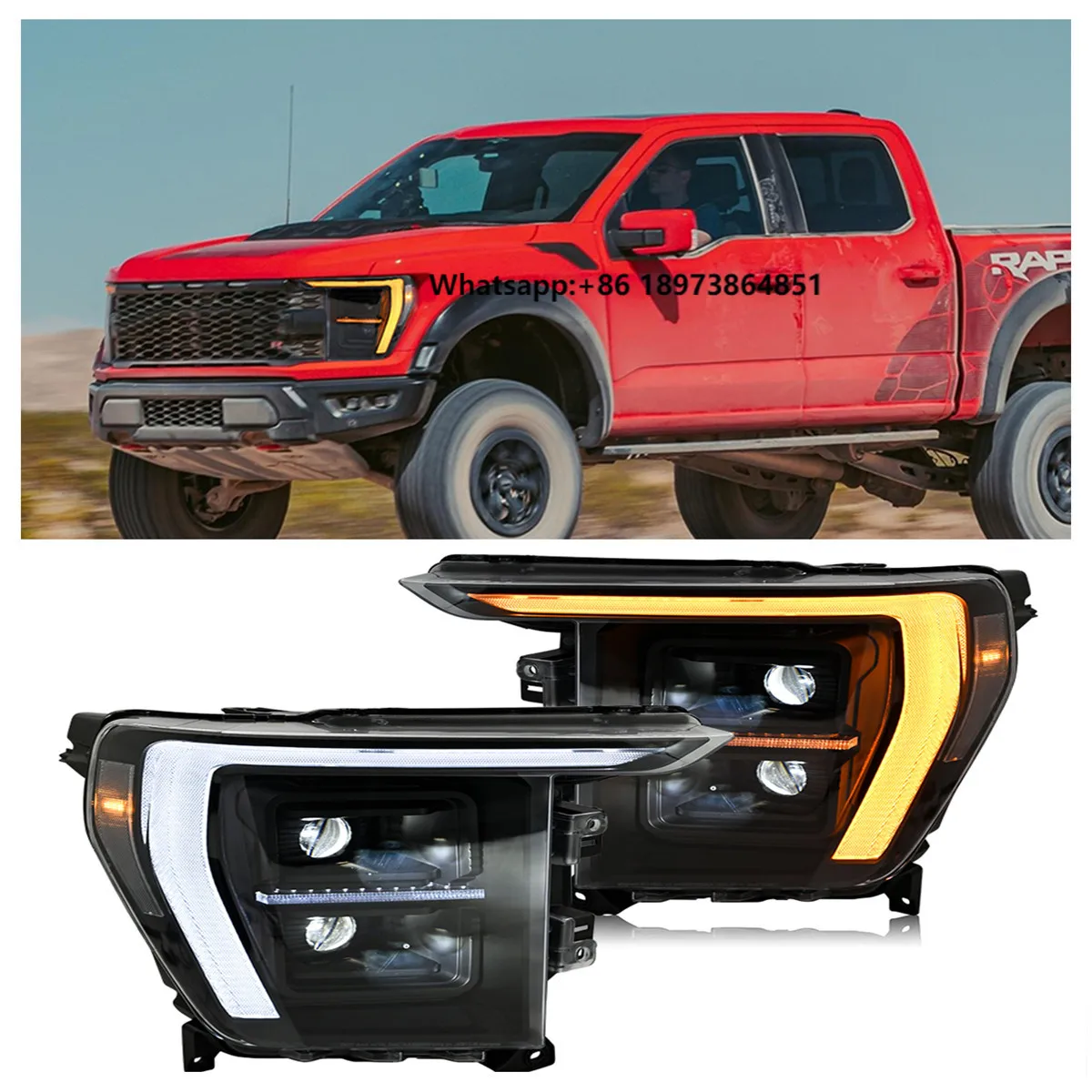 

For Ford F150 F-150 RAPTOR Headlamp Front Lamp All LED DRL Dynamic Turning Signal Car Accessories 2022-2023 Year