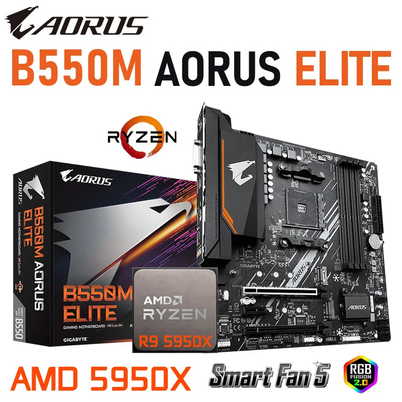 

Gigabyte B550M AORUS ELITE AM4 Motherboard Combo R9 5950X AMD RYZEN 9 5950X Processor Ryzen Kit AMD B550 Mainboard AM4 ddr4 nEW