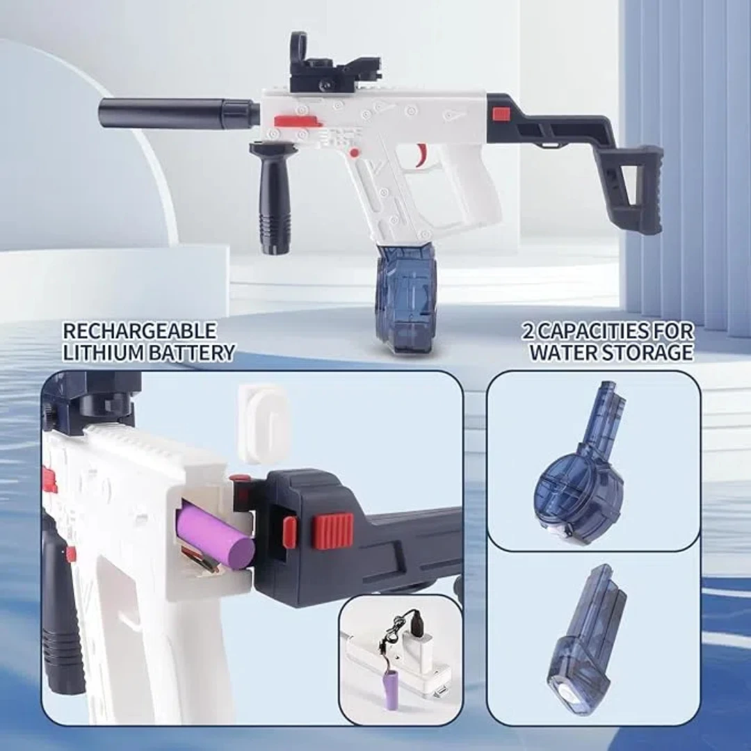 Pistola de água elétrica, pistolas de água para adultos e crianças, forte potência, até 25 pés de longo alcance, brinquedos de pistola de água de verão para adultos e crianças.
