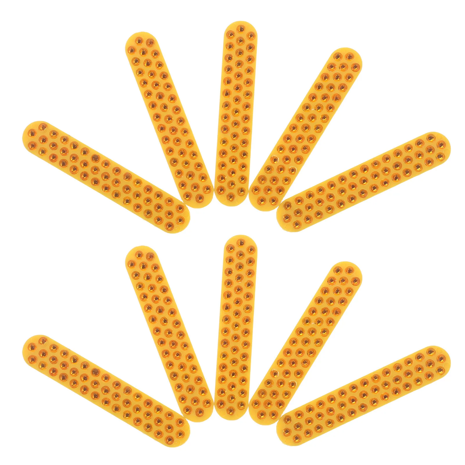 10Pcs Road Reflectors Pavement Safety Markers Yellow 2.95x0.35 Rectangle Reflective Driveway Markers Highway Night Visibility