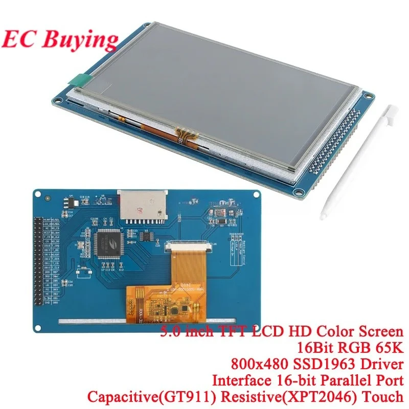 5.0 7.0 inch TFT LCD HD Color Screen Capacitive Resistive Touch Display Module 7.0" 5.0" 16Bit RGB 65K 800*480 SSD1963 51 STM32 image 4