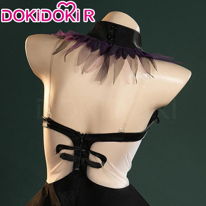 LQIN STOCK Akemi تأثيري حلي أنيمي [S-2XL] DokiDoki-R المرأة أسود أرجواني فستان طويل Akemi تأثيري حجم كبير