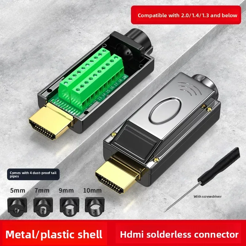 HDMI Connector Solderless 2.0 High-definition Wire Plug HDMI Welding Circuit Board DIY Male Terminal 4K HD Line Repair Adapter