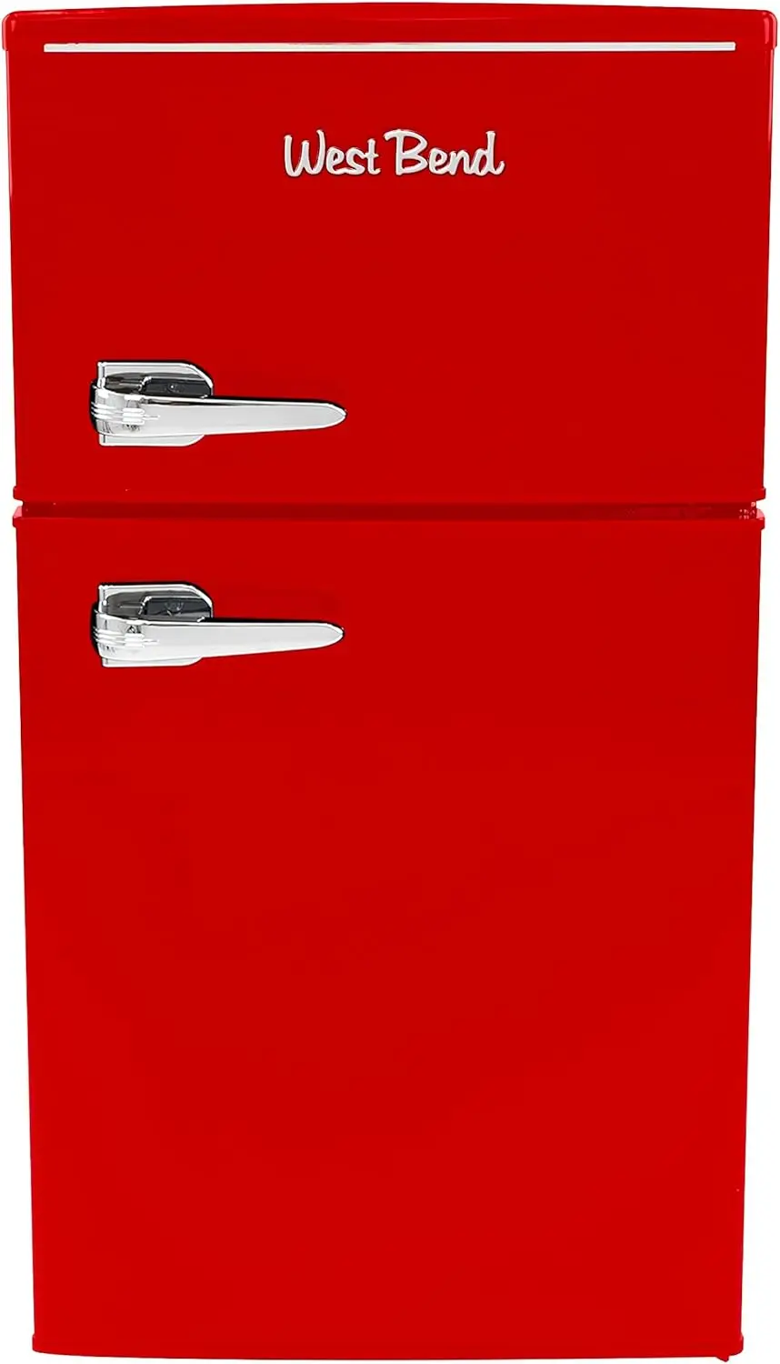 with Freezer Retro-Styled for Home Office or Dorm, Manual Defrost and Adjustable Temperature, 3 Cu.Ft, Red