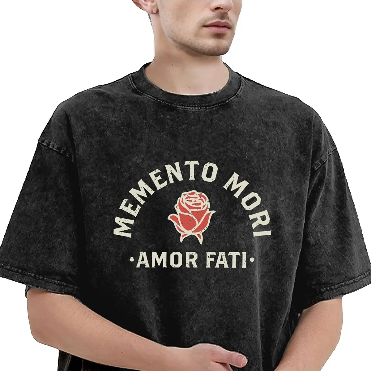 Memento Mori Amor Fati T-Shirt Summer Stoic Quote Y2K Retro T-Shirts 2024 Cotton Trending Tshirt For Men Short-Sleeve Clothes