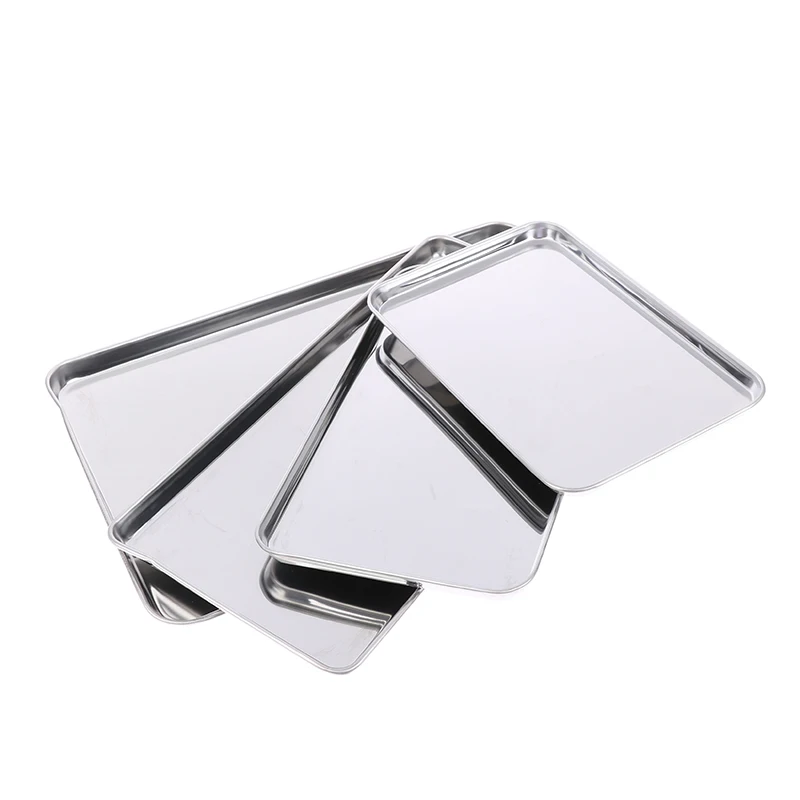 1pc Stainless Steel Tray Rectangle Plate For Kitchen Barbecue Shops Medical Organizer Baking Plate