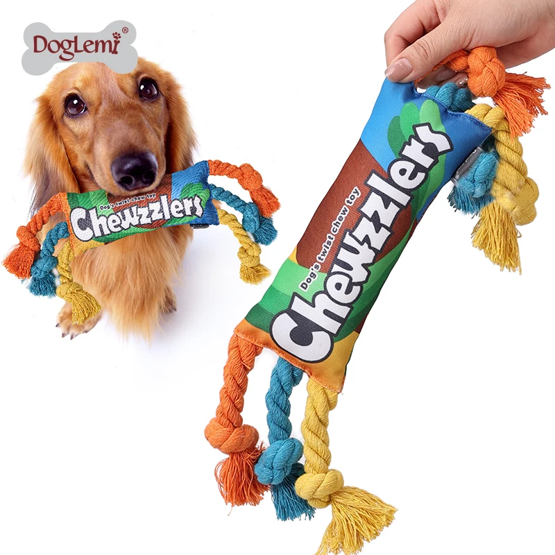 

Pet Dog Toys Dog Molar Bite-resistant Cotton Rope Knot Rainbow Candy Pet Toys for Small Dog Puppy Cleaning Teeth Pet Chew Toys