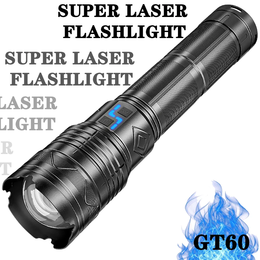 GT60 Self Defense Flashlight World\'s Most Powerful Camping LED Rechargeable Lamp  Electric Teaser High Power Lantern Torch Light