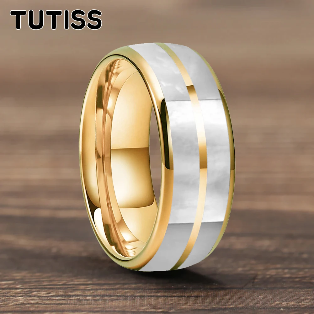 

TUTISS НОВЫЙ 6/8 мм вольфрамовый кольцевой купол с двойной канавкой, инкрустированный перламутровым корпусом для удобной посадки