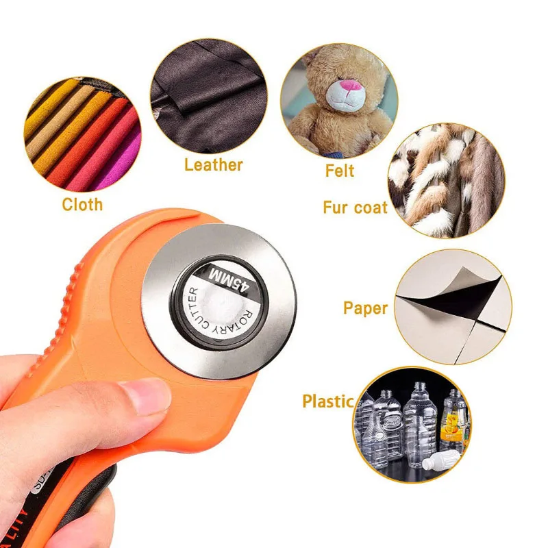 Rotary Cutter Leather Blades For Fabric 45mm Circular Quilting Cut Patchwork Cut Tool Quilter Leather Cutter Handle Roller Knife