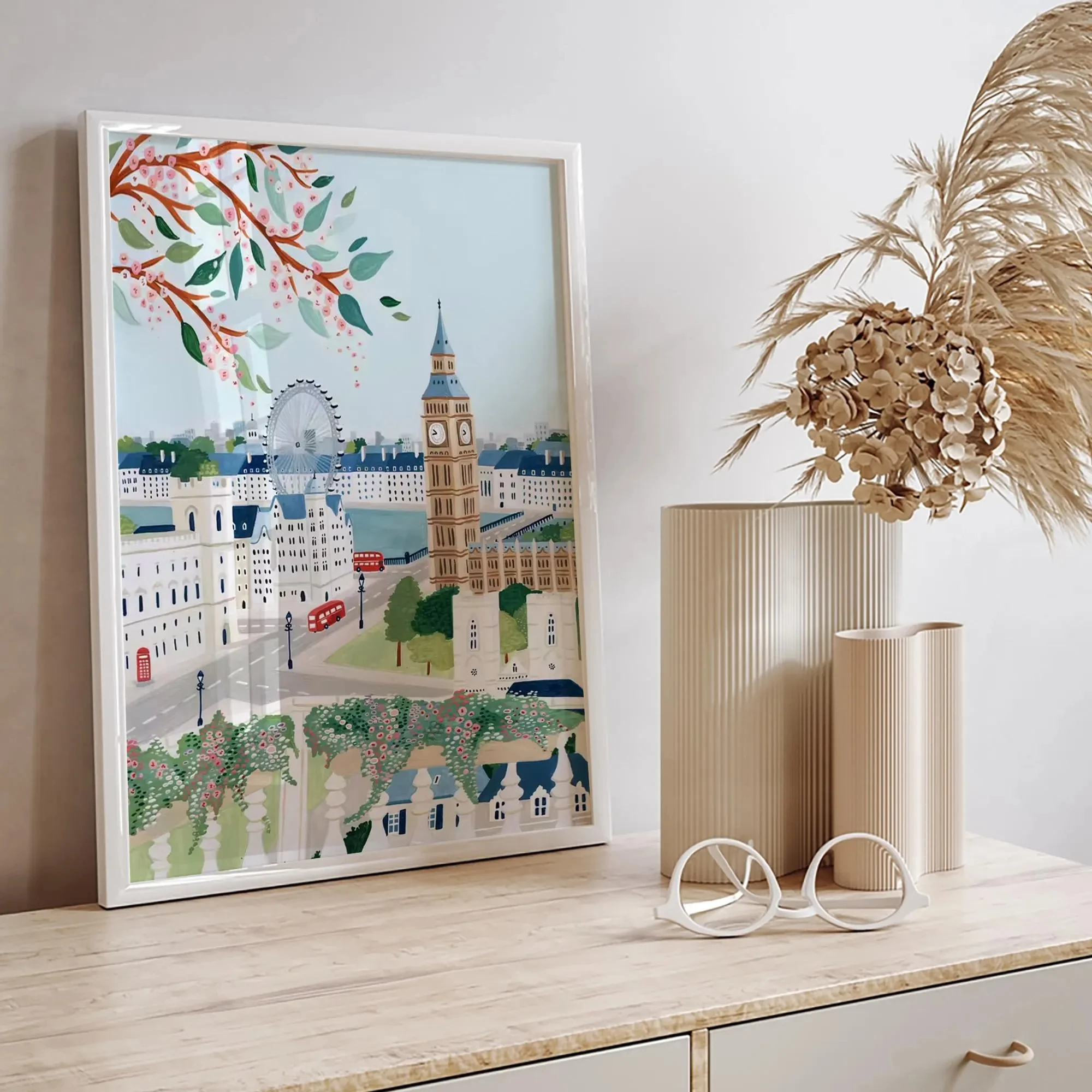 3PCS  Frameless,European Travel Wall Art Set of 3,Paris London Lisbon Prints,Romantic City Poster Collection,Pastel Vacation Dec