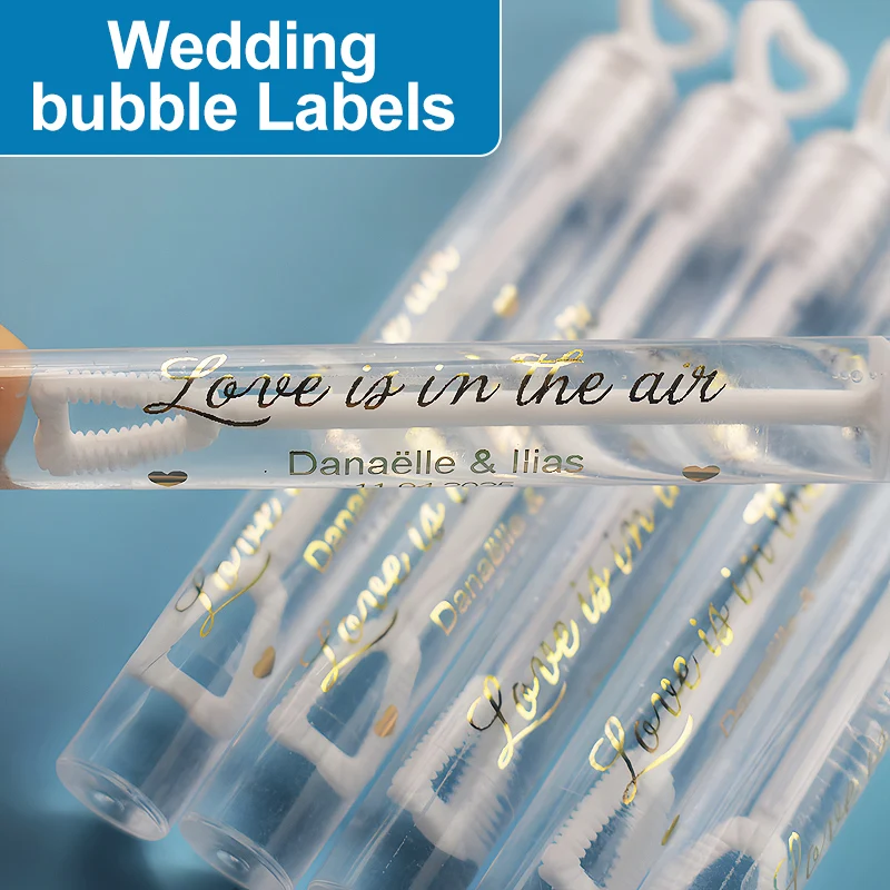 

Индивидуальные прозрачные золотые пузырьковые этикетки-водостойкие наклейки из фольги для декора свадебной вечеринки, юбилея, уникального праздника