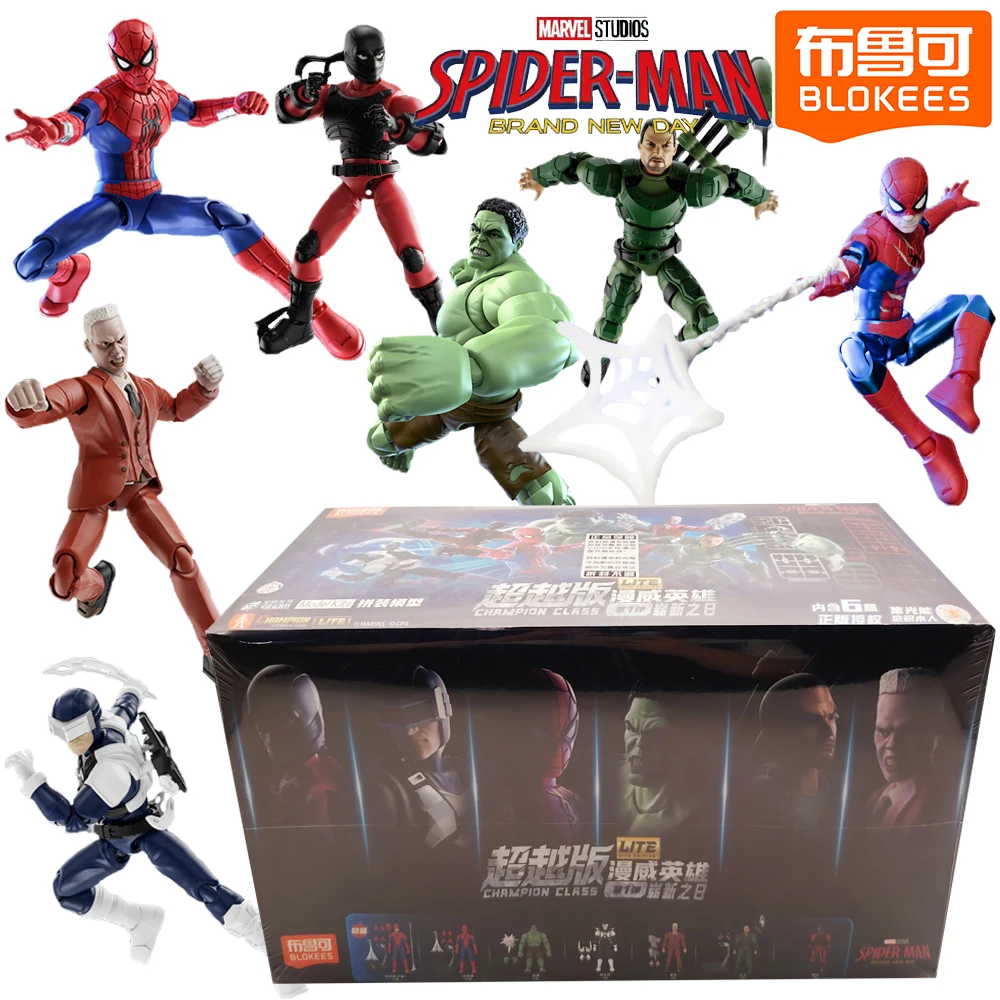 Original BLOKEES Marvel Hero Spider-man Fun Hobby Blind Box Children's Favorite Trendy Assemble Movable Toy Model Kits Xmas Gift