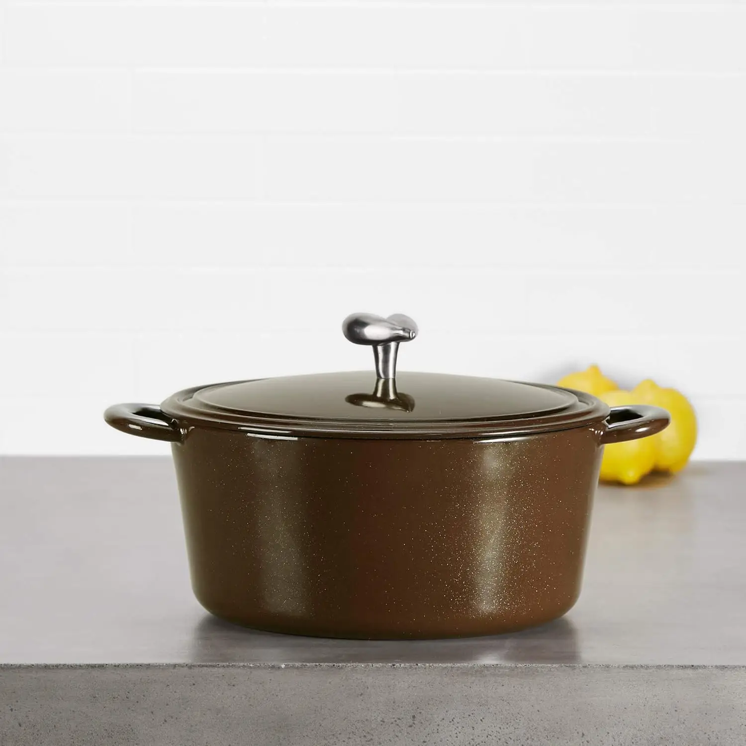 カレー鋳鉄エナメルカバーダッチオーブン、5.5クォートカラー ブラウン