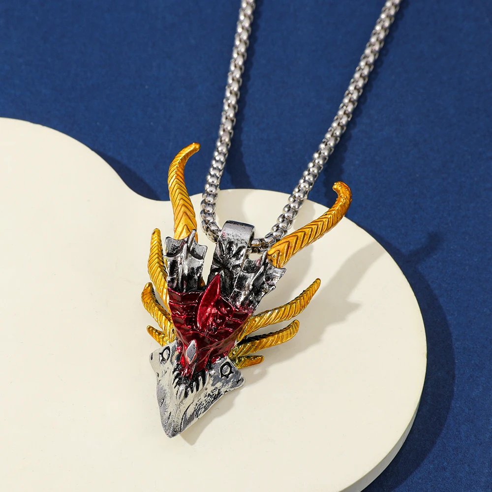 Retro Hip-Hop Evil Dragon Head Pendant Necklace for Men Punk Fashion Party Jewelry Accessory Gift view 3