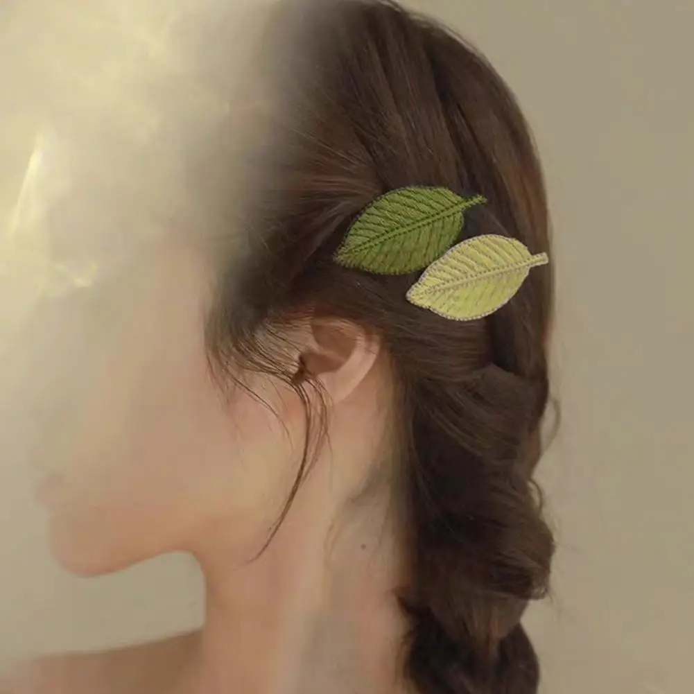 

2Pcs Women Girl Hairpins Leaf Design Lightweight Hair Clips Bang Back Head Hair Pins Hair Fixing Tool Hairs Accessories