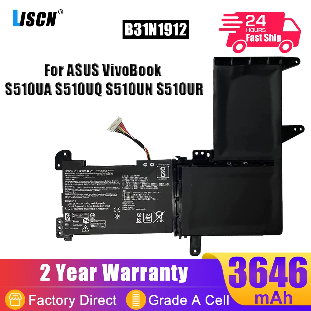 

LISCN B31N1637 C31N1637 Battery For ASUS VivoBook X510 X510U X510UQ X510UA X510UF S15 S510U S510UF S510UQ S510UN S510UR S510UA