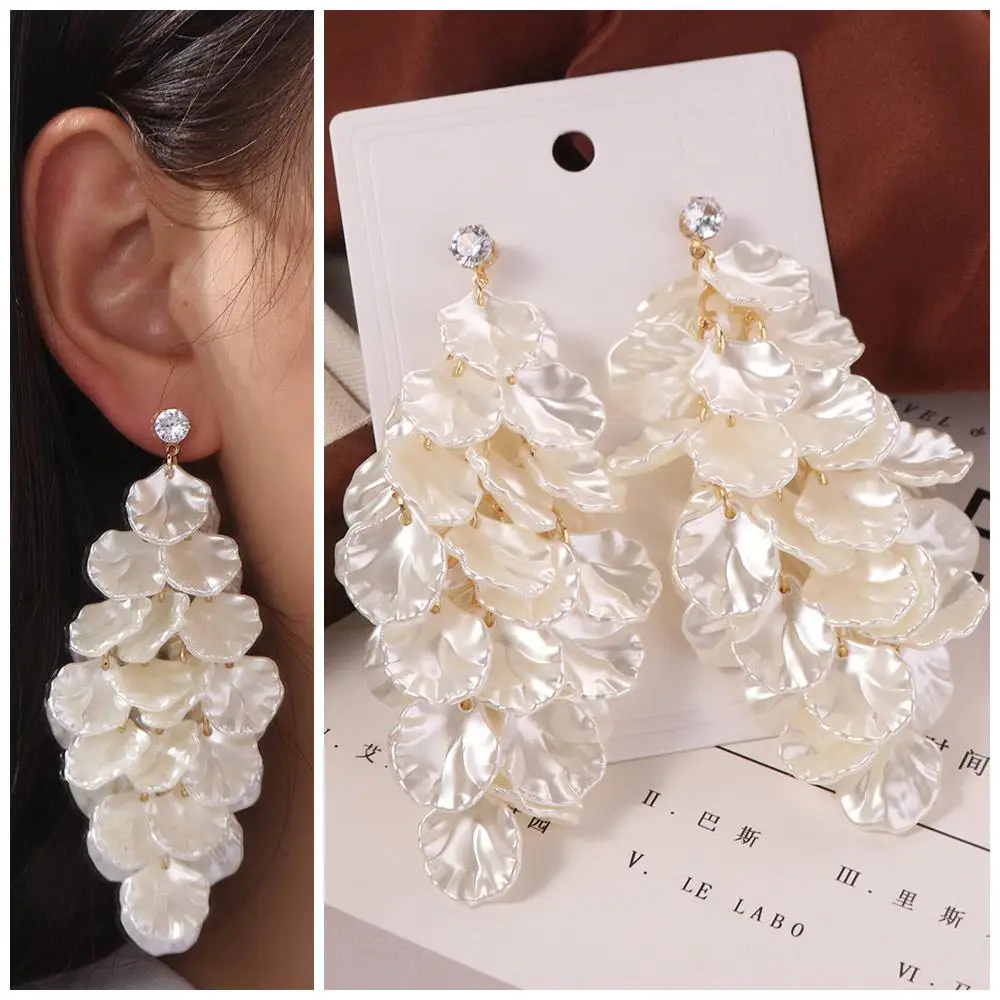 Creative Exquisite Petals Tassel Earrings Jewelry Exaggerated Drop Earring Luxury Ornaments Vintage Earrings Vacation