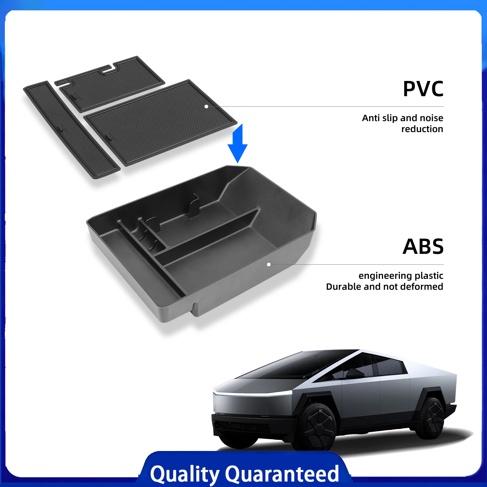 Center Console Armrest Storage Box Car Tray Organizing Tidying Auto Interior Accessories For Tesla Cybertruck 2024 2025 Black