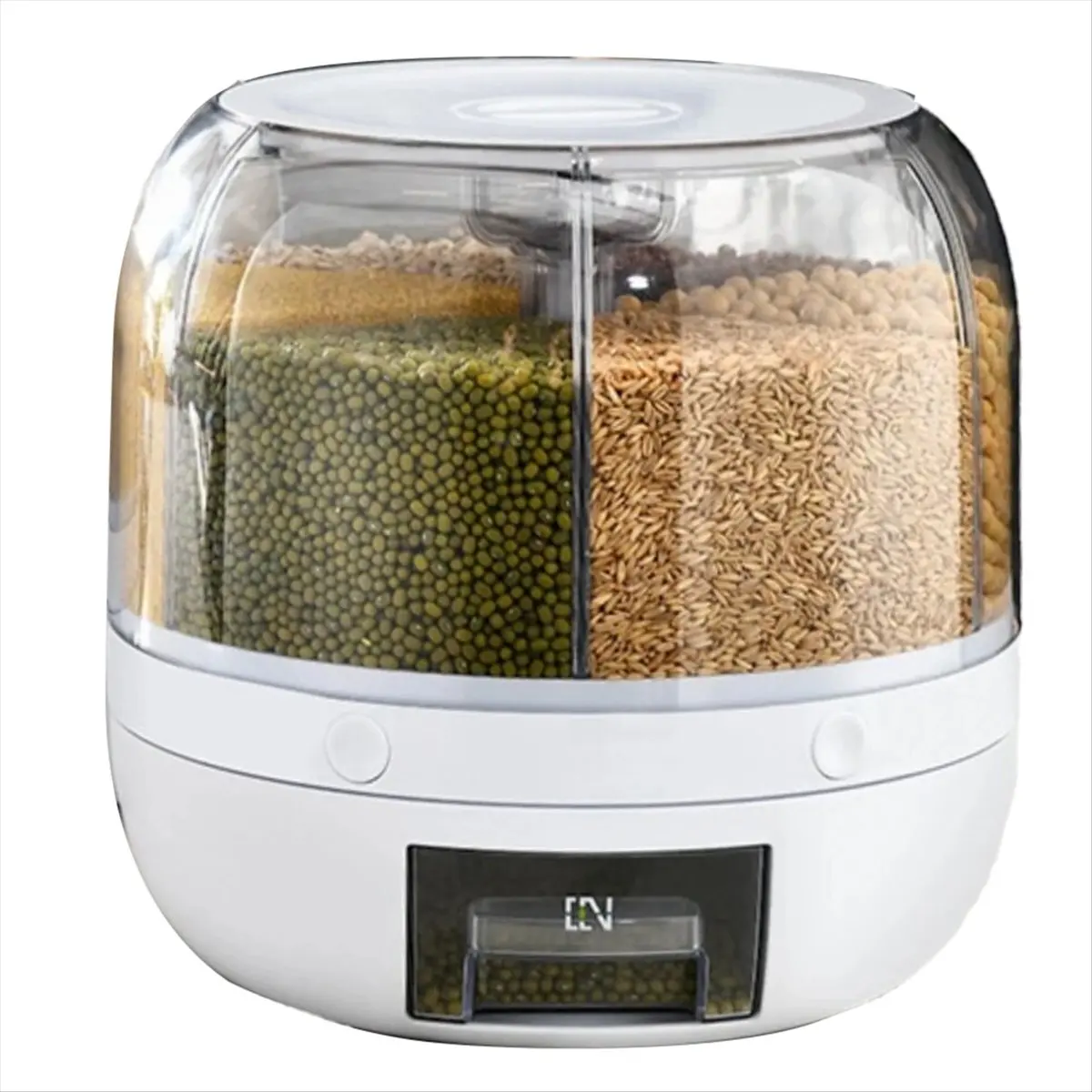 ABZF 2026 360° Rotating Grain Dispenser Grain Storage Box Transparent Sealed Jar Circular Kitchen Rice