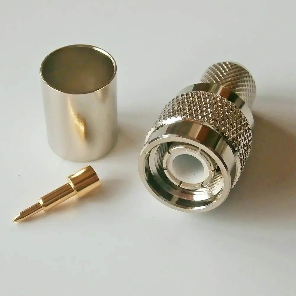 RF Coax Connector Socket TNC Male Crimp for LMR400 RG8 RG213 RG214 RG165 7D-FB Cable Plug Nickel Plated Brass Coaxial Adapters