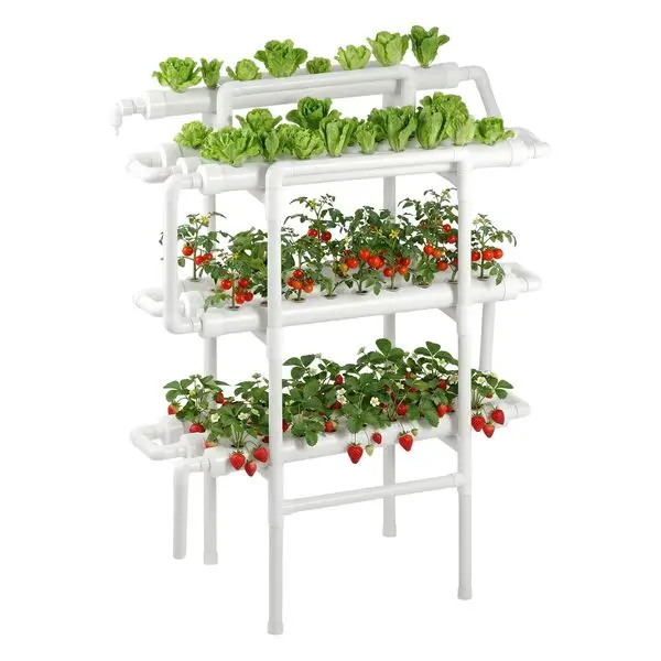 

Hydroponics Growing System Kit, 3-Tier 90 Sites UPVC Pipe Hydroponic Grow Kit with Timed Irrigation
