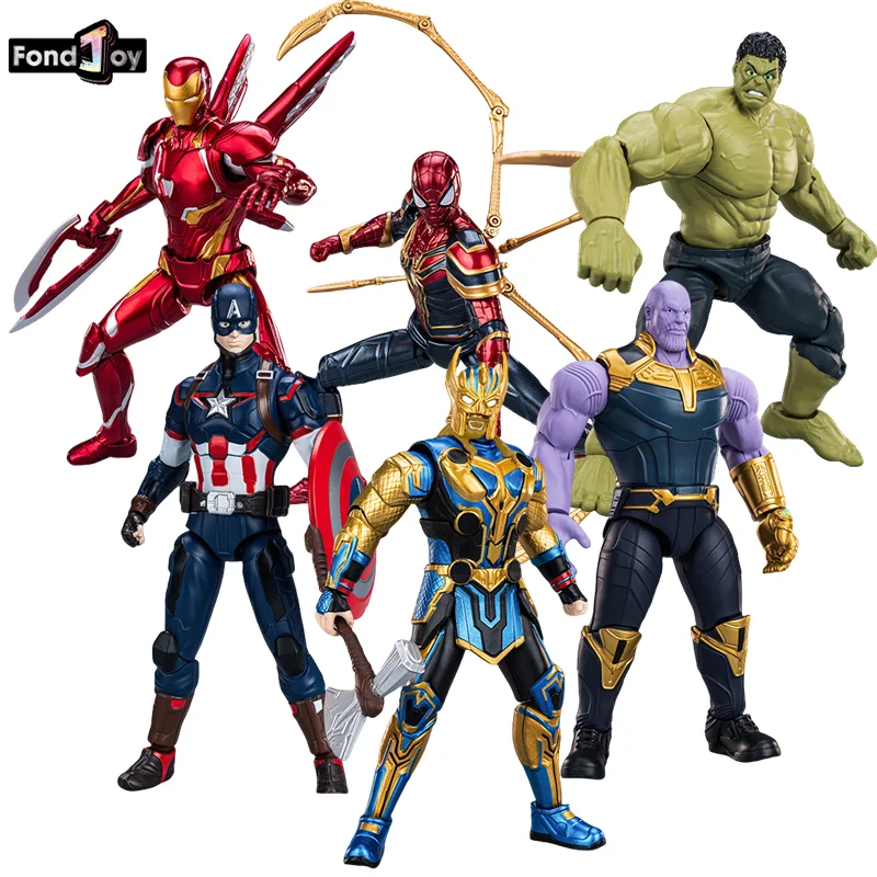 1/12 Original Fondjoy Iron Man MK50 Iron Spider Thor Thanos Hulk ABS Action Figure Model Movable Figurine Collection KidGift Toy