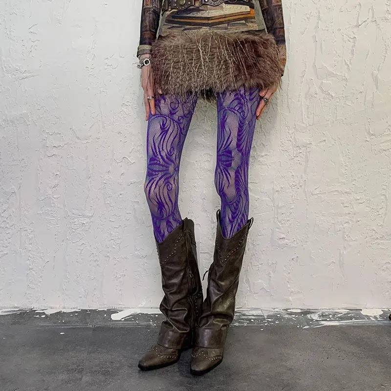 Y2K Gothic Netzstrumpfhose für Damen, Sommer 2026, sexy, ausgehöhlte Spinnennetz-Strumpfhose, lange Strümpfe für Halloween-Party