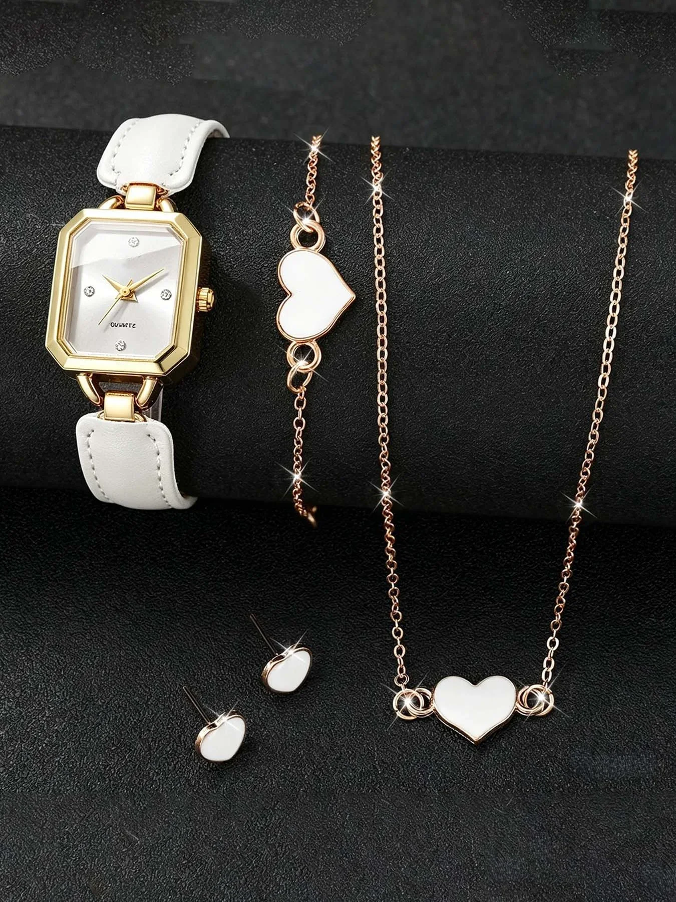 5-piece set of Mirad watches for women with a niche high-end feel, square bracelet style spliced quartz watch set