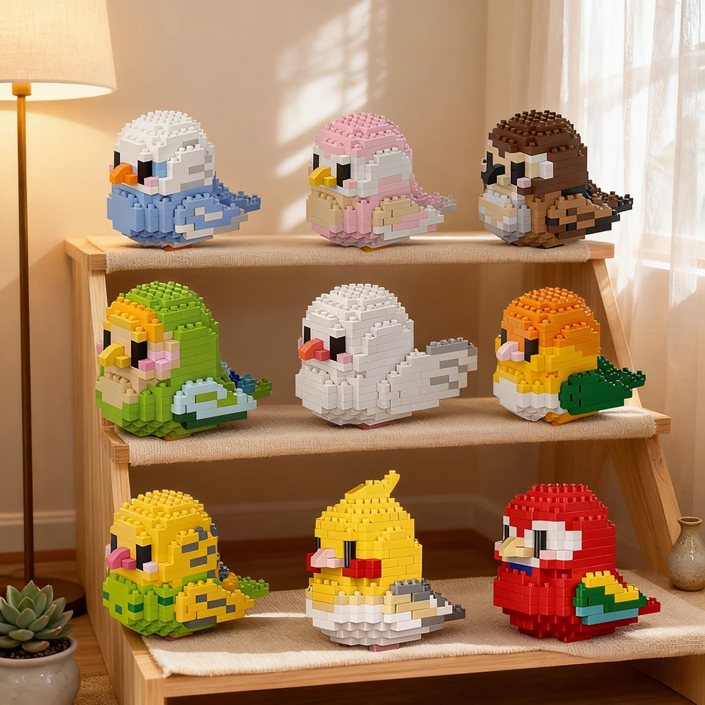 

Micro Mini Building Blocks Bird Series, Cute DIY Parrot & Pet Bird Models, Chibi Style Construction Set, Assorted Designs