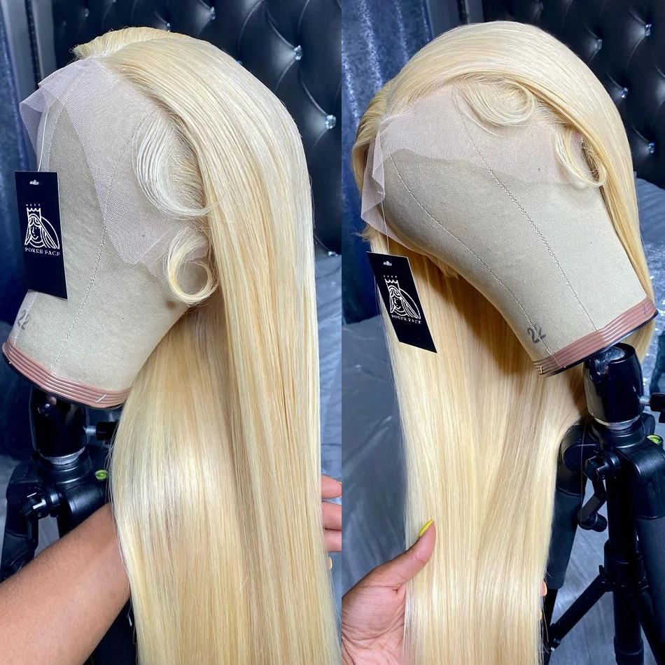 32 34 Inches Straight 613 Blonde Lace Front Wig 13X4 Human Hair Transparent Brazilian Remy Lace Frontal Wigs 180% For Women