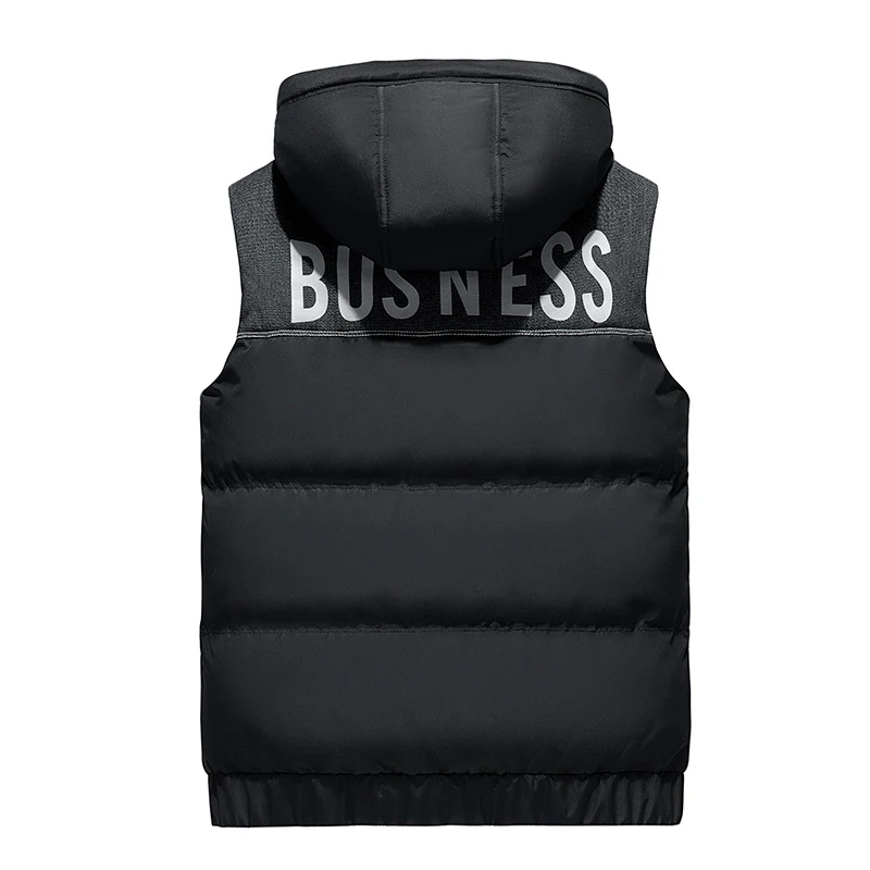 2024 Men Winter Sleeveless Warm Hooded Vest Jackets Men Autumn Solid Color Cotton Outdoors Casual Fashion Vest Jackets Male Coat