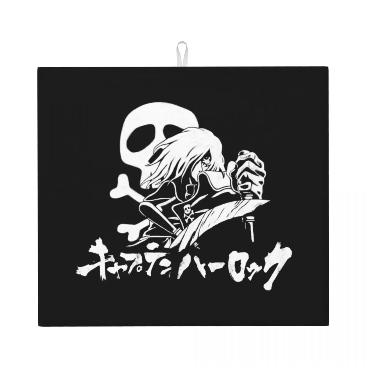 Cool Space Pirate Captain Harlock Dish Drying Pad Custom Absorbent Manga Anime Microfiber Fast Dry Drainer Mats