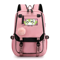 New Anime Kanroji Mitsuri Printing Backpack Student Female Cotton Canvas Backpack Kawaii Women Men Vintage School Bag