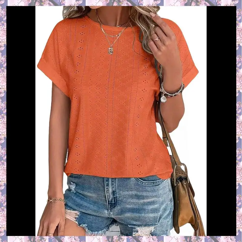 L73A 2025-Womens Tops Short Sleeve Shirts Blouses For Women Dressy Casual Cap Sleeve Tops