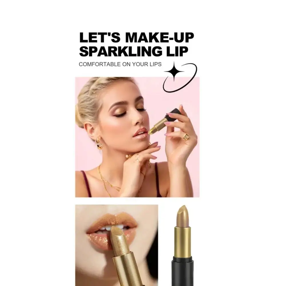 Shimmer METALLIC ลิปสติกชุดกันน้ํา Glitter High Pigment SHINY Sparkling Pearl Lipgloss แต่งหน้าติดทนนาน