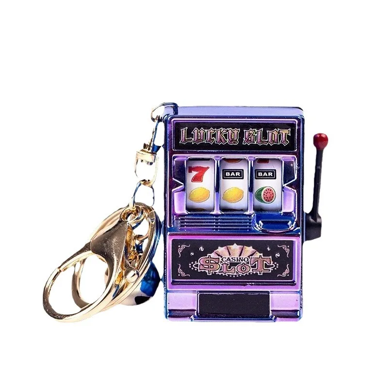 Retro Mini Fruit Machine Keychain gaming Winning Best Friend Gift Toy Key Holder Coin Games Console Creative Slot Casino Model